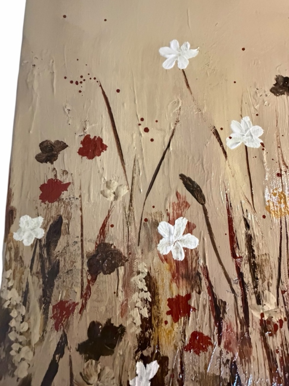 Original Artwork Acrylic’s On Canvas Neutral Floral Meadow Wall Art 12x24" - Picture 6 of 15